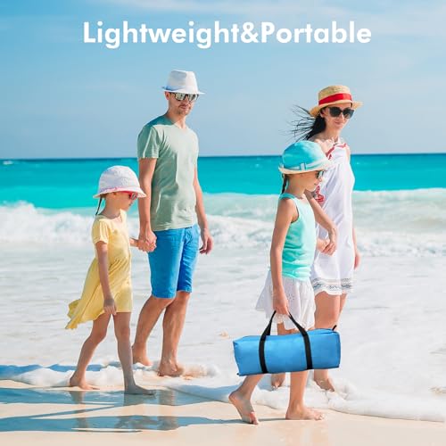 Beach Tent, Portable Sun Shelter for 2/3/4/6-8 Person with UPF 50+ UV Protection, Easy Setup Waterproof Beach Shade Canopy Cabana for Family Outdoor and Picnics, Fishing with Carrying Bag - color: Blue, size: Standard 3-Person