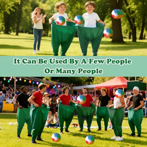 Granny Pants Yard Game Set Giant Outdoor Party Activity for Kids and Adults, Big Pants Ball Catching Set with 4 Balloons and Pump, Funny Lawn Activity, Ring Toss Games (Dark Green) - color: Dark Green