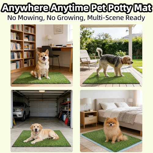 51.1x31.8In Dog Grass Pad, Professional Artificial Grass Pee, Large Fake Grass Potty Training Mat with Drainage Holes, Easy Clean Dog Potty Turf for Indoor Outdoor Balcony Patio