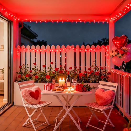 JMEXSUSS 600 LED Red Christmas Lights Outdoor, Red String Twinkle Fairy Lights Indoor Plug in, Valentines Day Lights Clear Wire for Tree Party Christmas Graduation Party Decorations - color: Red, size: 600 LED