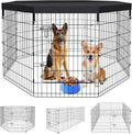 Pet Playpen Dog Pen Foldable Dog Exercise Fence 8 Panels 36 Inch Kennels Pet Playpen Options Ideal for Pet Medium Animals Outdoor Indoor (Playpen with Top Cover) - style: 24'' x 36'' with Top cover
