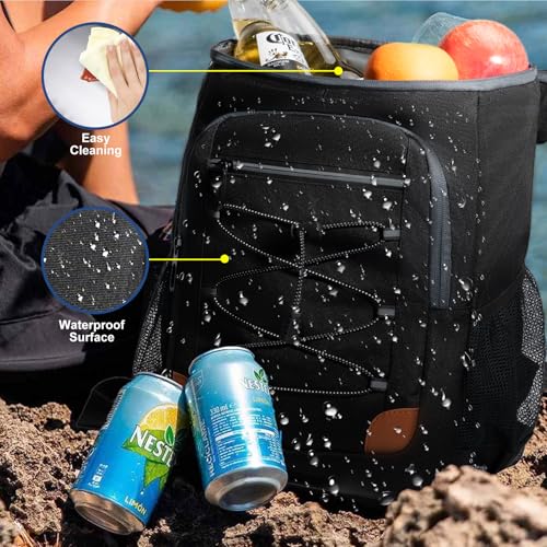 Backpack Cooler Insulated Leak Proof, Lightweight Soft Sided Cooler Backpack for Men Women, Waterproof Beach Cooler Bag Lunch Backpack for Camping Hiking Picnic Fishing Travel Outdoor - color: Black, size: 36 Cans