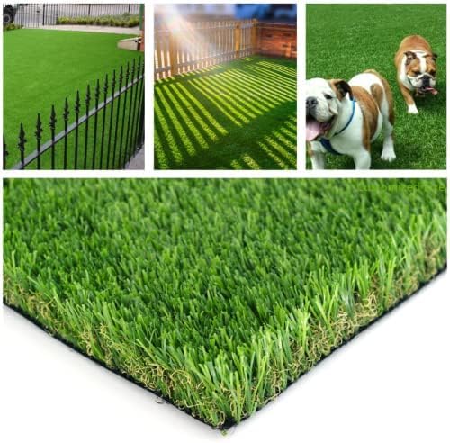 Petgrow 35MM Realistic Deluxe Artificial Grass Turf 3 x 39 Feet,Customized Sizes 4 Tone 70oz Thick Fake Pet Synthetic Grass,Indoor Outdoor Garden Lawn Balcony Turf Mat,Drainage Holes/Rubber Backing - size: 3 x 39 Feet
