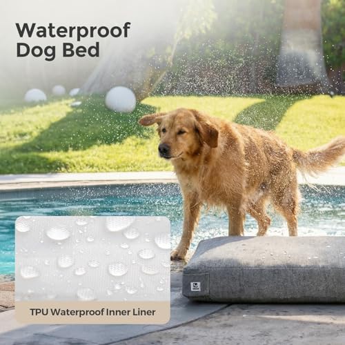 Sytopia 42 Inch Indestructible Dog Beds for Extra Large Dogs, Chew Proof Waterproof Pet Crate Pad with Machine Washable Removable Cover, Great for Indoor, Outdoor, Crate, Patio Use, Grey - color: Grey, size: X-large