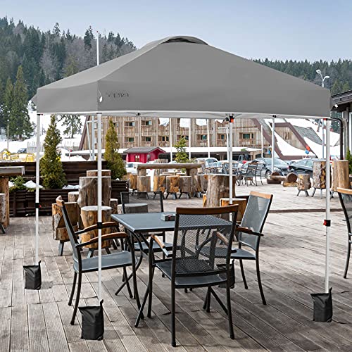 Tangkula Outdoor Pop-up Canopy Tent, 6.6 x 6.6 FT Height Adjustable Commercial Instant Canopy w/Portable Roller Bag, 4 Weight Bags, Outdoor Camping Sun Shelter for Camping, Party - color: Gray, size: 6.6x6.6 FT