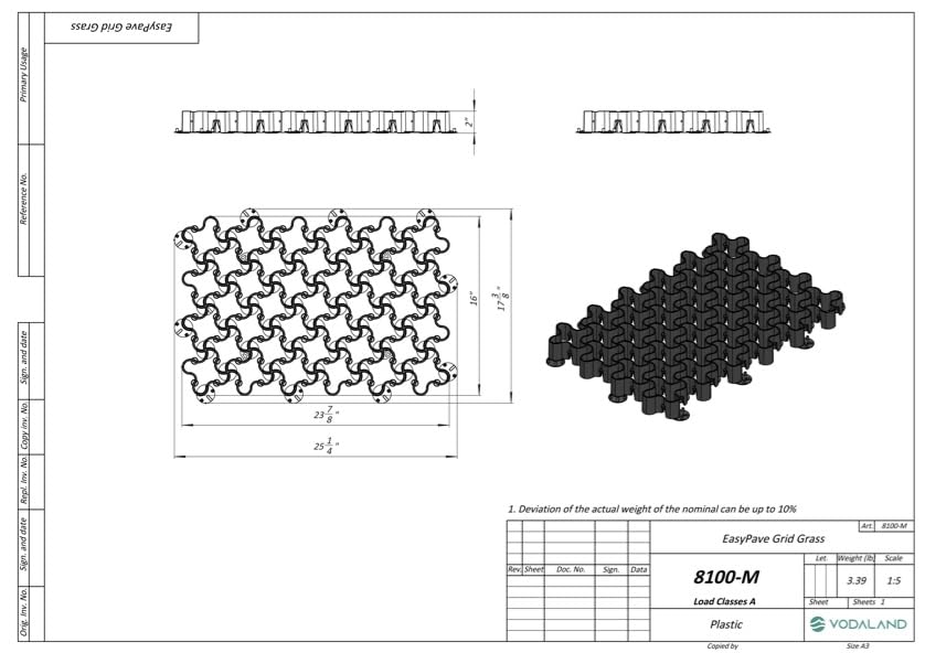Standartpark Vodaland Permeable Pavers - EasyPave Grass & Gravel Driveway Grid - Load Class A-D, 100% Recycled Plastic Pavers, 2" Depth, 35 Sq Ft/ 14 Units, Green - size: 35 SQ FT