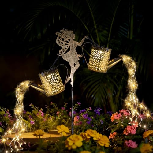 SRNPMIU Solar Watering Can Light - Solar Yard Decorations Outdoor,Garden Decor Lights for Yard,IP65 Waterproof Hanging Lantern Lights,Outside Garden Flower Bed Decor Light for Moms Birthday 2PCS - color: yellow 2PACK