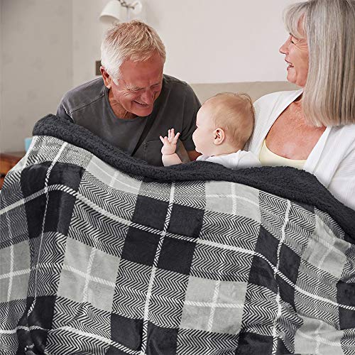 PAVILIA Waterproof Blanket for Couch, Sofa | Waterproof Dog Blanket for Large Dog, Puppy, Cat | Pet Blanket Protector | Plush Soft Warm Fuzzy Sherpa Blanket Bed Throw, Plaid Grey, 60x80 - color: Plaid Grey, size: 60x80 Inches