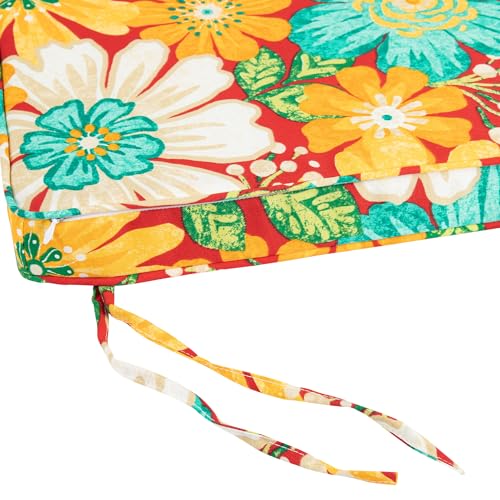 Magpie Fabrics Indoor Outdoor Waterproof Square Chair Cushion, 18" x 18" x 2.5", 2 Pack, Water Resistant Seat Cushions, for Patio Garden Office, Ambry Red Hibiscus - color: Ambry Red Hibiscus