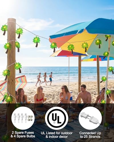 8.5Ft Palm Tree String Lights with 10 Palm Tree Light, Summer Beach Themed Decoration Light for Camp Tent Wedding Holiday Party Garden Bedroom(White) - color: Palm Tree Lights, size: 8.5FT