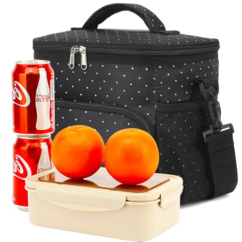 GYEUKHAM Insulated Lunch Bag for Adult/Women/Men, Reusable Large Lunch Box Cooler Soft Leakproof Tote, Thermal Meal Prep Lunch Pail with Adjustable Shoulder Strap for School/Travel/Office, Dot - color: Dot