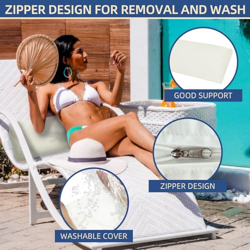 Headrest Pillow for Patio Chaise Lounge, 2 Packs Head Pillow with Elastic Band for Zero Gravity Lounge Chair, Head Neck Rest Pillow Lumbar Pillow, Cream - color: Cream