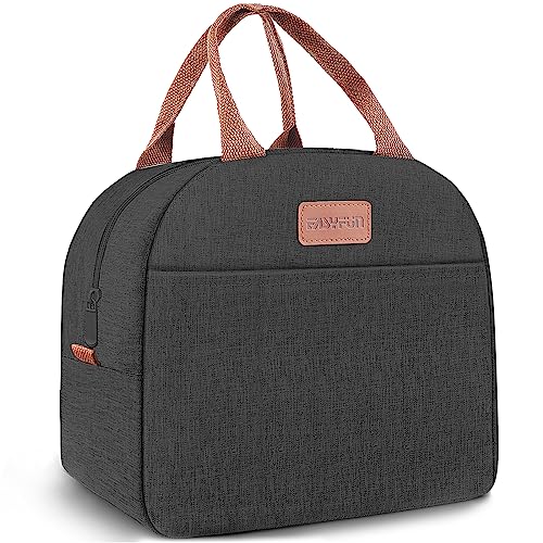 Lunch Bag for Women & Men Adult Insulated Lunch Box, Small Leakproof Cooler Food Lunch Containers Reusable High Capacity Lunch Tote Bags for Work, Travel, Outdoor (Black) - color: Black