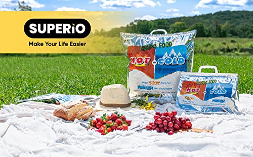 Superio Hot and Cold Insulated Bags for Food Delivery, Grocery Shopping Bags, Food Storage for Hot and Frozen Food for Travel, Disposable Cooler Bag, Reinforced Thermal Lunch Bag (2, 13.5"x17.5") - color: 2 Pack, size: Medium (Meal Size)