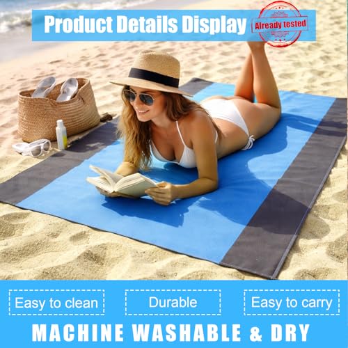 Waterproof Outdoor Mat Sandproof Blanket Lightweight Camping Ground Cover for Family Travel Relaxing Picnic Use 1 Pcs(Blue) - color: Blue