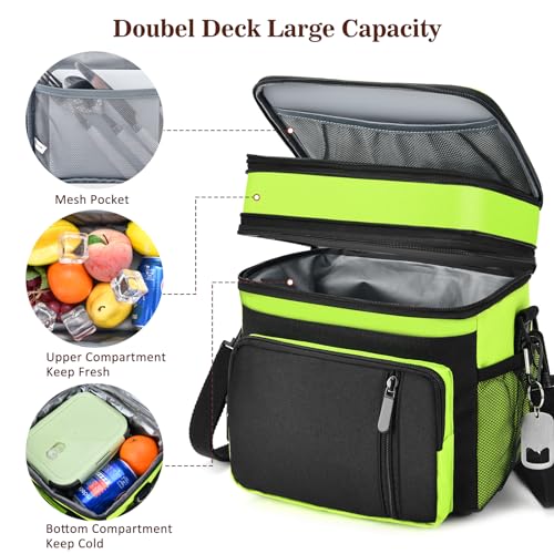 Lunch Box & Lunch Bag for Men Women, Large Insulated Adult Lunch Box, Leakproof Cooler Lunchbox with Bottle Opener for Work Picnic Beach, 16L, Neon Green - color: Lime Green