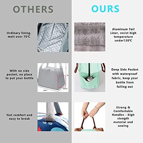 Joymee Lunch Bag Women Insulated Lunch Box Reusable Leakproof Large Spacious Tote for Women Men Adult with Bottle Holder and Side Pockets for Work Picnic Travel - Heather Teal - color: 04 Heather Teal