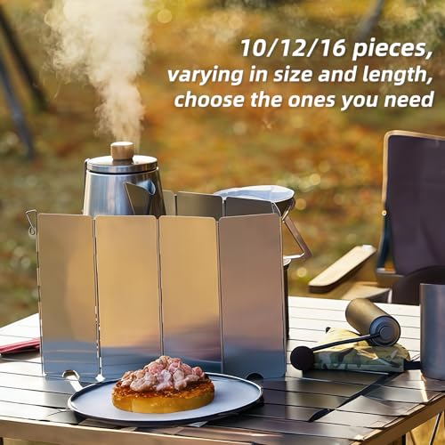 RioRand Folding Ultralight Camping Stove Windscreen Portable Backpacking Stove Windshield, Backpack Windscreen for Butane/Backpacking Stoves Camp Windshield for Outdoor Camping Hiking BBQ (10 Plates) - size: 10 Plates