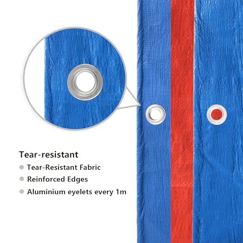 Heavy Duty Waterproof Tarp 20x20 FT, 6 Mil Thick Tarpaulin Cover with Reinforced Edges & Grommets - for Outdoor Camping, Roof, Boat, RV, Pool, Tent - Includes Utility Rope - color: Blue-orange, size: 20*20FT