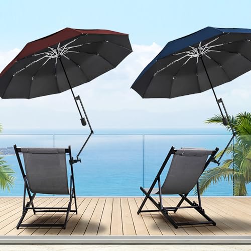 XLINGZA UPF 50+ Beach Umbrella with Adjustable Universal Clamp - style: Double Layer/Manual/XXL