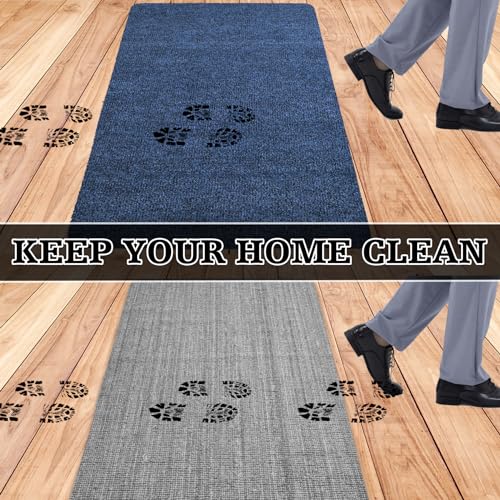 Door Mats-Thin Indoor Doormat-3' X 2' Large Front Door Mat for Outside-Non-Slip Entryway Rug-Low Profile Absorbent Doormat for Entryway Patio, Porch Garage, 36'' X 24'' - color: Blue, size: 2' x 3' (Rectangular)