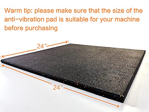 Goodhoily Anti-Vibration Pad 24" x 24",3/5" Heavy Duty Thick- Rubber Vibration Pad -Sound Absorbing Mat- for Dryers, Fitness Equipmen,Audio Equipment(Square) Black - size: 24"L x 24"W x 0.6"Th