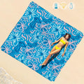 Beach Blanket Waterproof Sandproof 1-7 Adult Oversized 78 '' × 81 '' Lightweight Durable Compact Sand Free Extra Large Beach Mat for Travel Camping Hiking Picnic Blanket - color: Blue Flower, size: 78“x81”