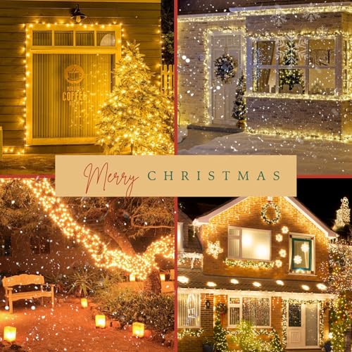 2-Pack Total 164FT 400LED Connectable Christmas Lights Outdoor, Christmas String Lights Waterproof with 8 Modes & Timer, Green Wire Twinkle Lights for Xmas Tree Decorations Outdoor Indoor, Warm White - color: Warm White