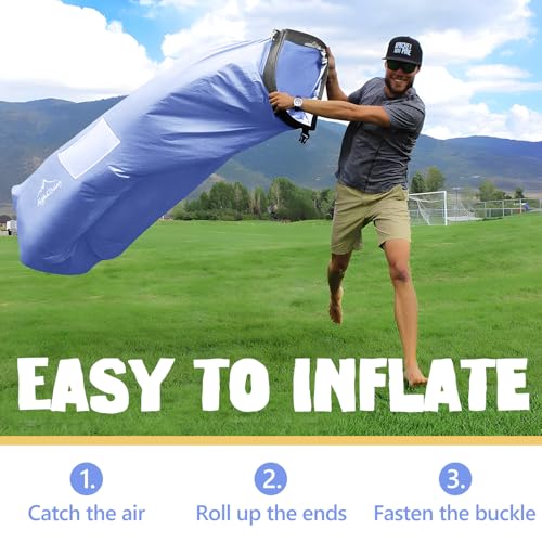 AlphaBeing Inflatable Lounger Beach Chair Accessories, Air Sofa Hammock Inflatable Couch for Camping Backyard Lakeside with Compression Sacks, Ideal Outdoor Gifts for Adults - color: Periwinkle Blue