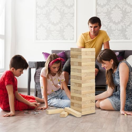 Olsa Giant Tumble Tower 57PCS Wooden Block Stacking Yard Games with Carrying Bag Classic Indoor & Outdoor Game for Adults and Family Party Games for Backyard Lawn Beach Camping (Over 4.2 Ft) - style: L-Over 4.2FT