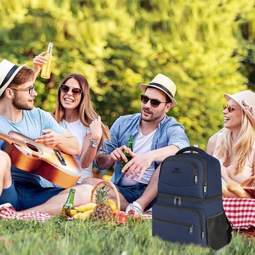 MATEIN Cooler Backpack, 26 Cans Insulated Lunch Backpack for Men Women, Leakproof Double Layer Lunch Cooler Bag Lightweight Soft Lunch Backpack with Cooler Compartment, Beach Camping Hiking Beer Gifts - color: Blue, size: 40 Cans