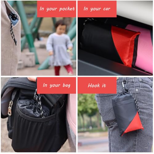 Orga'Neat Pocket Picnic Blanket, Beach Mat Waterproof Sandproof, Compact Lightweight Small Tarp for Camping, Hiking, Backpacking, Festival, Travel, Foldable in Bags (Black/Red, 55"x79") - color: Black/Red, size: 55"x79"