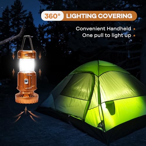 5-in-1 Solar Light and Fan (Gold) - Rechargeable Lantern with Phone Charger & Portable Power for Hurricane, Emergency, Camping, Power Outage - style: Classic – Gold