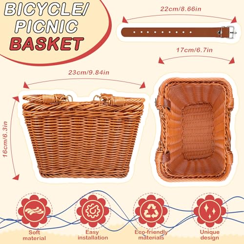 Wicker Picnic Basket for Kids, Small Woven Rattan Basket with Handles Brown Garden Harvest Hamper Basket Empty for Storage Toy Flower Wedding - color: Brown