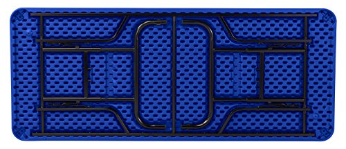 OEF Furnishings OEFBTA-3072-04 Adjustable-Height Commercial-Grade Premium Industrial Folding Table, 6-Foot Pedestal-Leg Design with 17-Gauge Steel Frame and Thick Double-Wall Top (72" × 30", Blue Top) - color: Blue