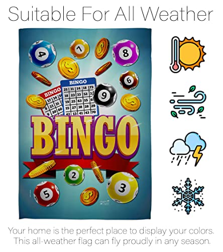 Bingo Win Night Garden House Flag Set Interests Game Bunco Dice Poker Hobbies Leisure Activity Decoration Banner Small Yard Gift Double-Sided, Made in USA