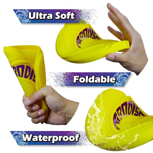 AMAZING TOYZ Tirodisc Foldable Frisbee for Kids & Adults, 20cm Soft Silicone Flying Disc - Portable Pocket-Sized Outdoor Waterproof Toy for Beach, Park, Pool Games | Easy Clean & Safe Catch - color: Yellow