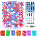 BrizLabs Fairy String Lights, 33ft 100 LED Red White Blue Fairy Lights with Remote Timer, USB July 4th Starry Light Music Sync RGB Color Changing Twinkle Light for Xmas Halloween Easter Party Wedding - color: 100 LED USB