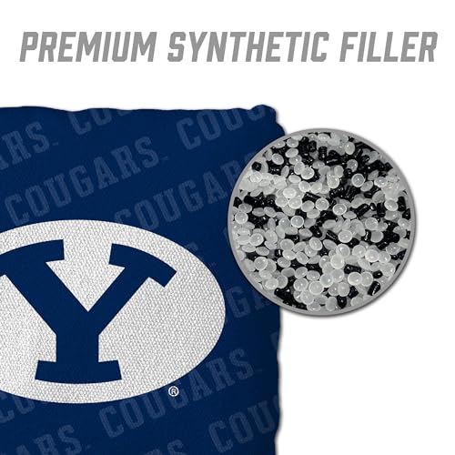 YouTheFan Officially-Licensed NCAA Set of 4 Cornhole Bags - All Weather Regulation 6” x 6” Size - 16oz Weight - Designed in USA - color: BYU Cougars - Blue