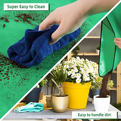 Large Repotting Mat for Plant Transplanting and Mess Control 39.5"x 31.5" Thickened Waterproof Potting Tray Succulent Potting Mat Portable Gardening Mat Plant Gifts for Women Men - color: Green