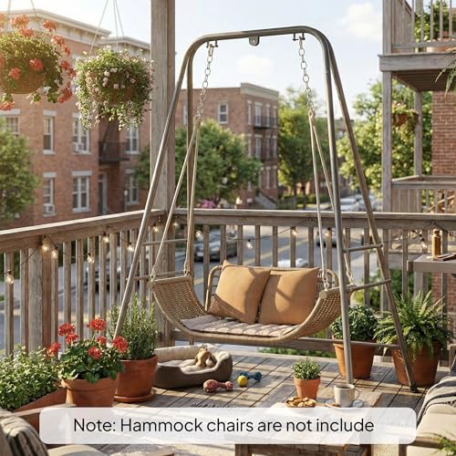 Outsunny Hammock Chair Stand, Free Standing Heavy Duty Hanging Swing Chair with Anti-Slip Foot Pads, 2 Carabiners, for Relaxation, Indoor and Outdoor Use, Gray - color: Gray
