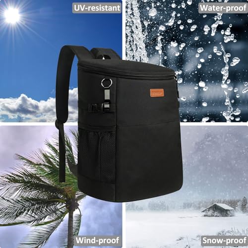 Camping Cooler Backpack 30 45 Cans, Soft Backpack Coolers Insulated Leak Proof Travel Cooler Bag Waterproof Lunch Picnic Beach Work Trip Thermal Bag Drink Beverage Beer Bag Cooler - color: Black, size: 45 Cans