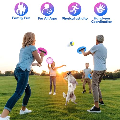 4Pcs Catch Ball Game for Kids, Outdoor Toys for Age 3-7, Beach Toy for Ages 8-13, Ball Sports Toys for Kids and Adults Family School Outdoor Games for 3-5 6-9 10+ Year Old Boys Girls