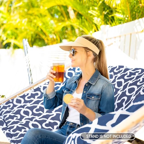 SUNCREAT Double Tree Hammock with Hardwood Spreader Bar, Extra Large Soft Pillow, Heavy Duty Hanging Hammock for Indoor, Outdoor, Blue Pattern - color: Blue Pattern