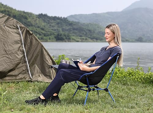 MARCHWAY Ultralight Folding Camping Chair, Heavy Duty Portable Compact for Outdoor Camp, Travel, Beach, Picnic, Festival, Hiking, Lightweight Backpacking (Dark Blue) - color: Dark Blue