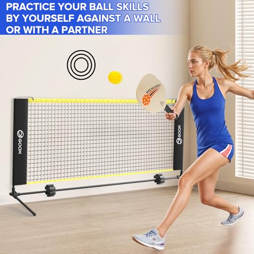 GOOX 6FT Small Mini Pickleball Net Set - Quick Setup Indoor/Outdoor Portable Practice Net - style: Pickleball Net Set with Paddles