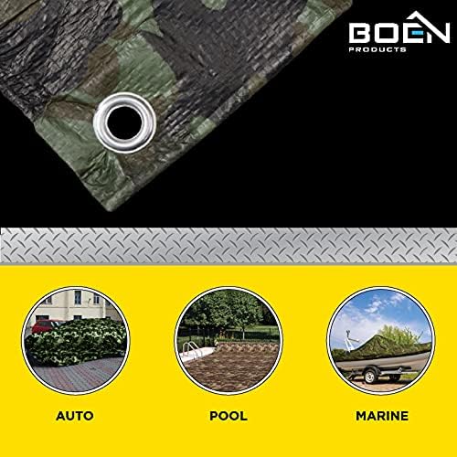 Heavy Duty Tarp Waterproof Large Cover | Camo, 8' x 10' 6 Mil Thick | Rip Proof Tarps | Thick Weave Material, UV Resistant Great for Tarpaulin Canopy Tent, Boat, RV or Pool Cover - color: Camo - 6 Mil, size: 8' x 10'