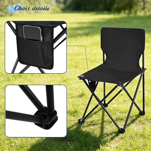Camping Table Folding Portable Camp Table with 6 Chairs, Folding Picnic Table with Carry Bag Indoor Outdoor for Camping, Beach, Patio, RV, Backyard BBQ, Sturdy, Stable, Easy to Carry, Black - size: 22*46.8*19.5inch + 6 Chair