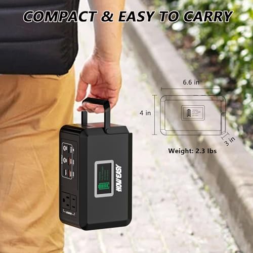 HOWEASY Portable Power Station120W(240W Peak), 24000mAh Camping Solar Generator, Portable Power Bank with 2 110V AC Outlet / 2 DC /3 USB QC3.0/LED Flashlight for Home Camping Emergency Backup - color: Black