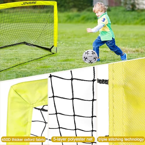 Pro-Grade Kids Backyard Soccer Goal, Tear-Resistant 5-Layer Polyester Soccer Net & 10mm Poles for Maximum Durability, 4x3ft/6x4ft/7x5ft, Pop Up Portable Soccer Training Equipment Set with Size 4 Ball - size: 4 ft x 3ft, style: Yellow